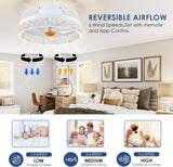 13In Flush Mount Ceiling Fans - White Bladeless Ceiling Fan with Lights and Remote Control, 3CCT Dimmable and Reversible, Small Low Profile Ceiling Fan Light for Modern Indoor Bedroom