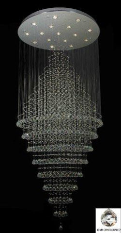 Swarovski Crystal Trimmed Chandelier Modern Contemporary Chandelier "Rain Drop" Chandeliers H 100" W 32" (Over 8Ft Tall) - G7-B35/6874/16Sw