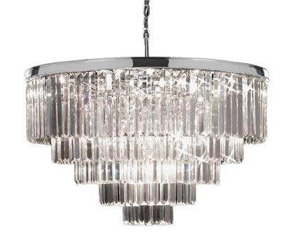 Retro Palladium Crystal Glass Fringe Chandelier Chrome Finish H21 x W31.5 - GB104-2164/18B