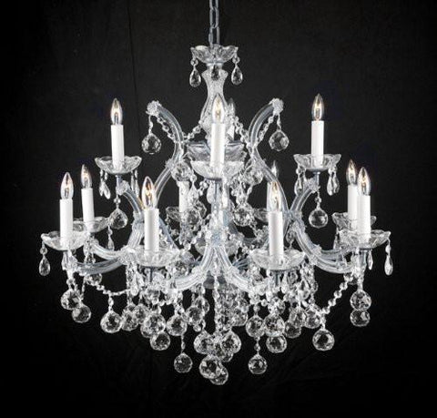 Swarovski Crystal Trimmed Chandelier New Lighting Chandelier W/ Crystal Balls 28 X 30 - A500-Silver/Balls/21532/12+1 Sw