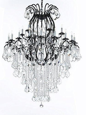 Swarovski Crystal Trimmed Wrought Iron Crystal Chandeliers Lighting Empress Crystal (TM) H60" W46" Perfect for an Entryway or Foyer! - A500-B12/3034/18+6SW