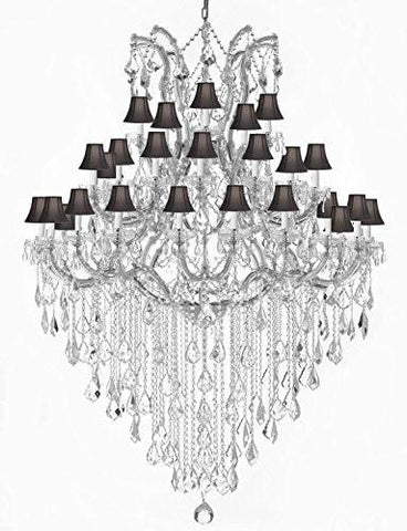 Large Foyer / Entryway Maria Theresa Empress Crystal (Tm) Chandelier Lighting W/Black Shade H 72" W 52" - A500-Silver/Blackshade/B13/2756/36+1