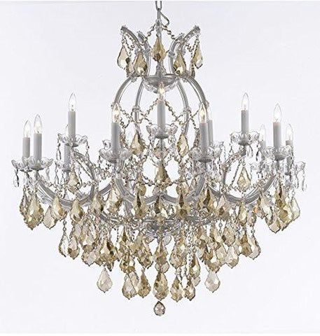 Maria Theresa Chandelier Crystal Lighting H38" X W37" W/ Golden Teak Crystal - A500-B2/Goldenteak/Silver/21510/15+1
