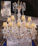 Maria Theresa Crystal Chandelier W/ Swarovski Crystal Chandeliers Lighting With White Shades 30"X28" - A500-Sc/Whiteshades/152/18Sw