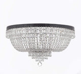 Set of 2-1 French Empire Crystal Chandelier Lighting H36" X W30" W/Dark Antique Finish! and 1 French Empire Crystal Flush Chandelier Lighting H21" X W30" w/Dark Antique Finish! - 1EA CB/870/14 + 1EA FLUSH/CB/870/14 A500-