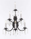 Set of 3-2 Wrought Iron Wall Sconce Crystal Lighting 3 Tier Wall Sconces W16 x H24 and 1 Wrought Iron Chandelier Crystal Chandeliers Lighting H36 X W36 - 2EA A500-6/3034 + 1EA A500-3034/10+5