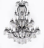 Swarovski Crystal Trimmed Chandelier Large Foyer / Entryway Wrought Iron Chandelier Lighting With Crystal H60" X W52" - A500-3031/36Sw
