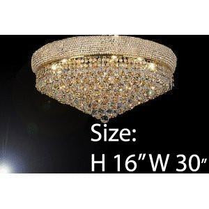 French Empire Crystal Flush Chandelier Lighting H16" X W30" - A500-Flush/541/24